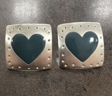 Beautiful Sterling Silver 925 Blue Enamel Heart Earrings