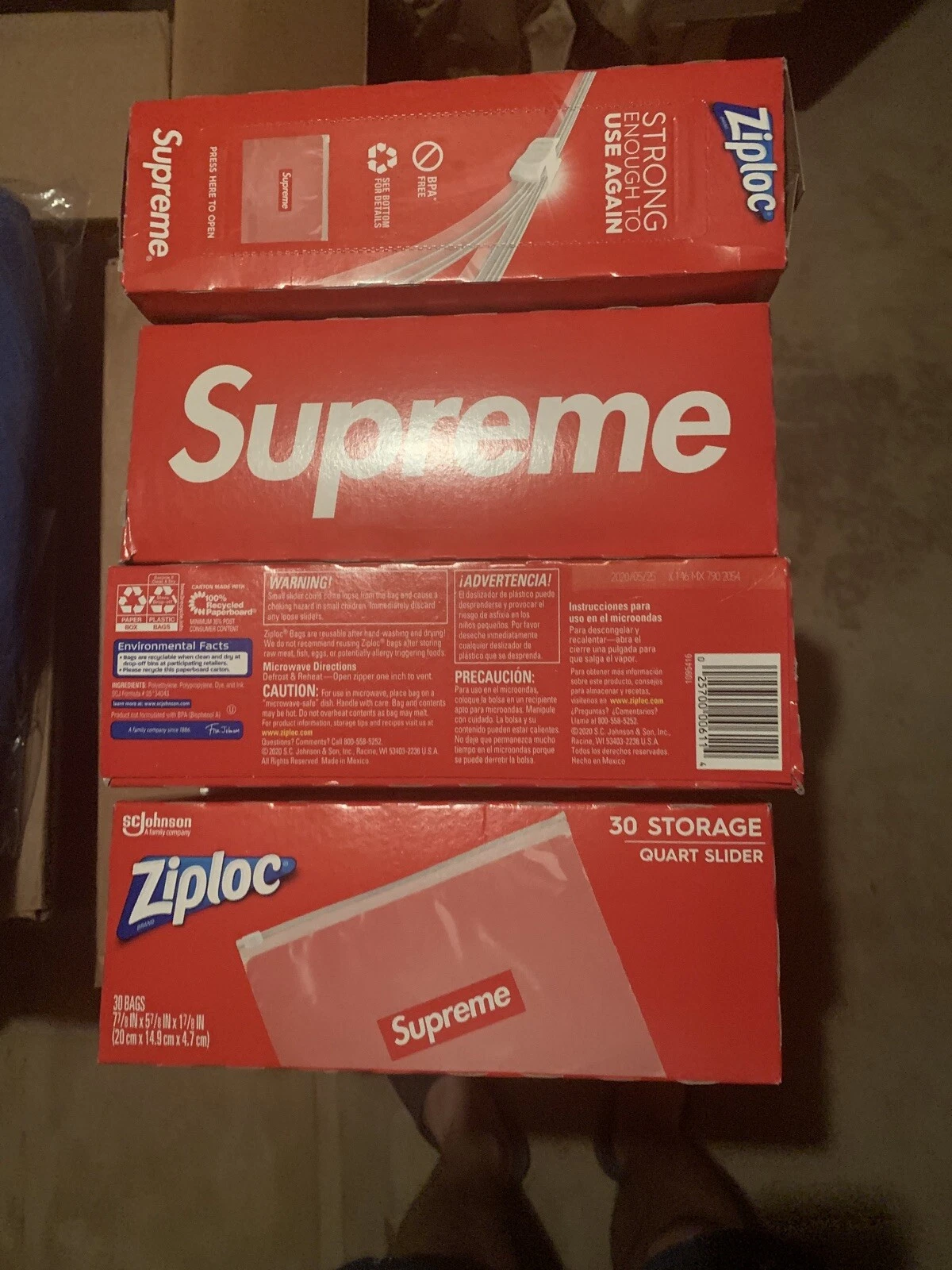 *COMMANDE CONFIRMÉE* Sacs Supreme Ziploc (boîte de 30 pièces) 100 % AUTHENTIQUES 4 boîtes