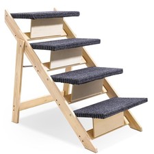 Pet Cat Dog Stair Ramp Adjustable Folding Wooden Ramp Steps for Bed Car Ladder