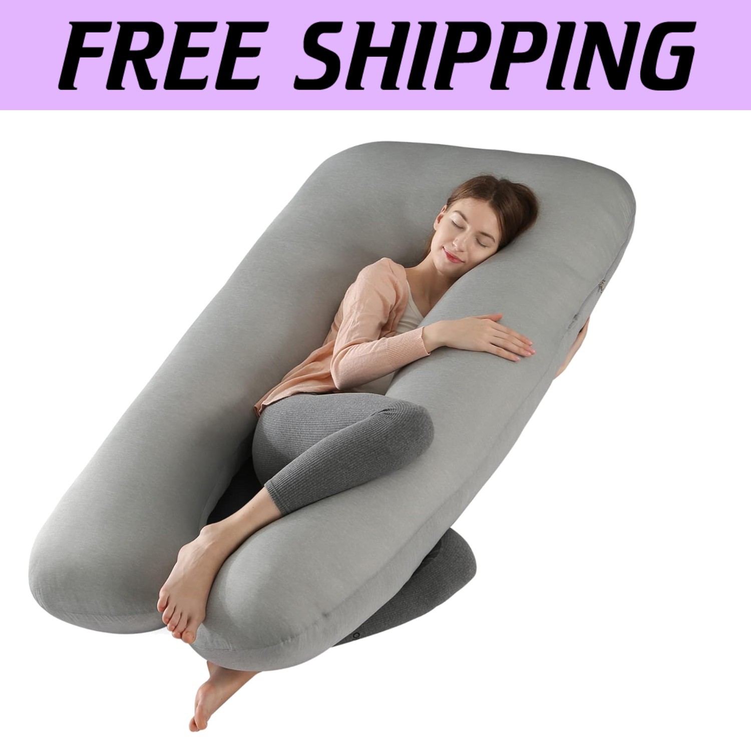 55 Inch Full Body Cooling Pillow for Sleeping Nursing Moms - Soft Support Comfort  -image