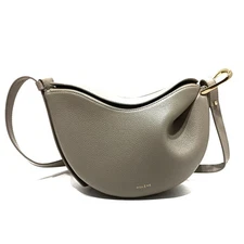 Polène Tonca Shoulder Bag, Grey Beige, Leather