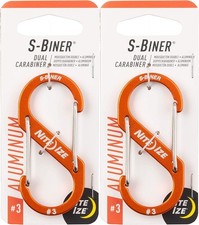 Nite Ize S-Biner Aluminum Dual Carabiner 3 - Orange 2-Pack