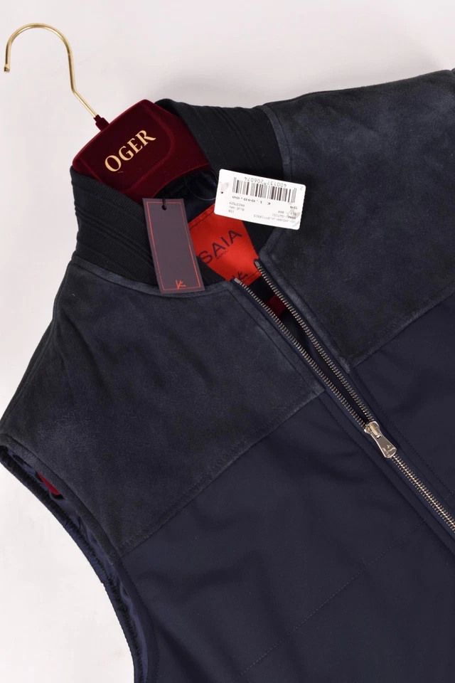 NEW $2300 ISAIA NAPOLI wool polyamide suede vest EU 54 US 44 blue - Image 2 of 4