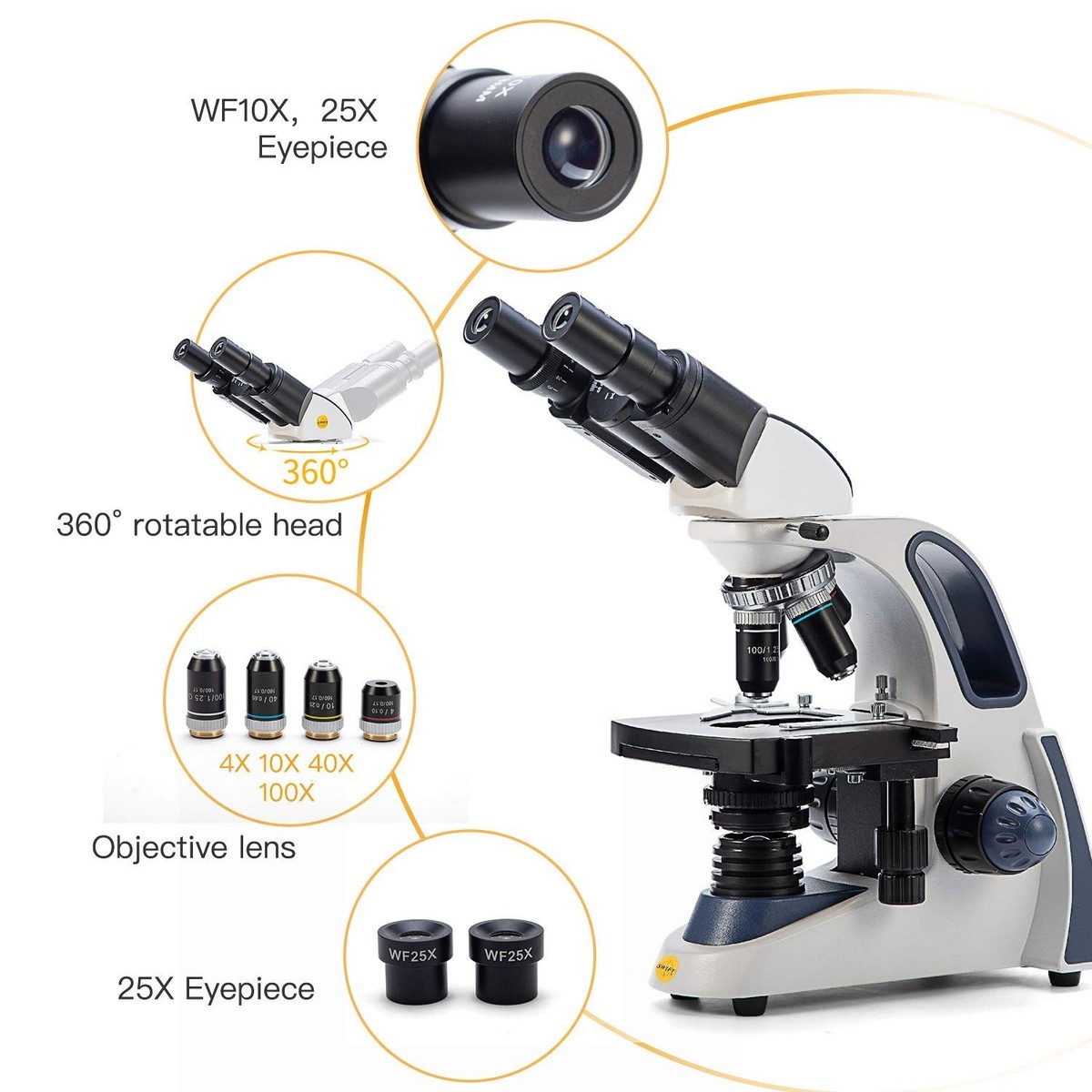 SWIFT SW380B 40X-2500X Magnification, Research-Grade Binocular 
