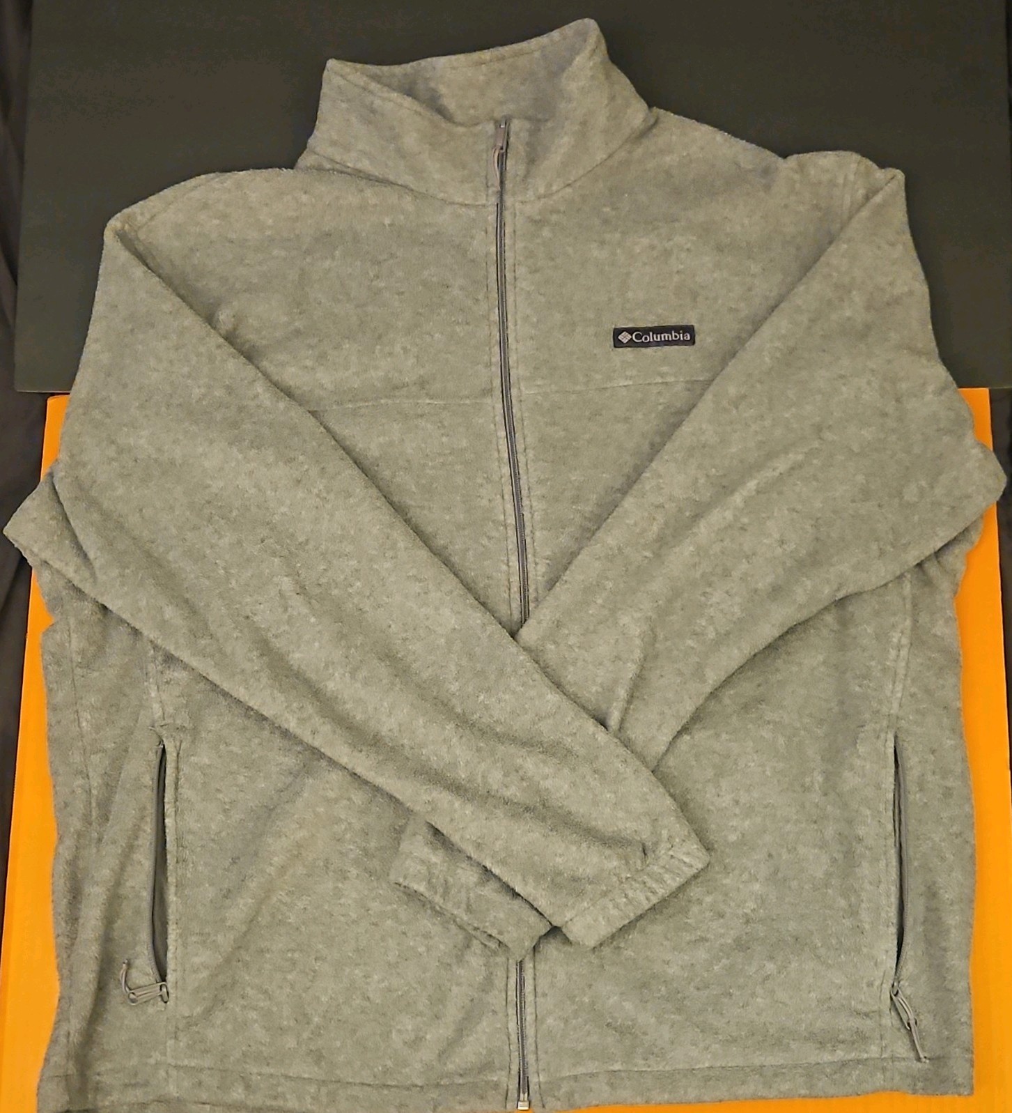 Columbia Men's Gray Full Zip Fleece Jacket XXL Outdoor Stand-Up Collar