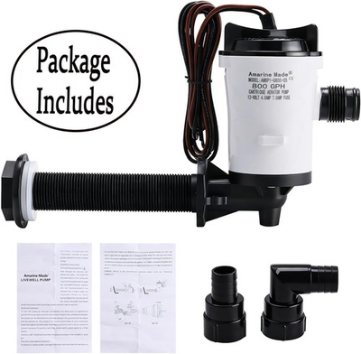 #ad #ad 12V 800GPH Livewell Aerator Pump Live Bait Tank Aerator Submersible Cartridge $31.99