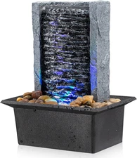Tabletop Fountain Indoor Waterfall Rock Fountain Led-Lights Water Feature Waterf