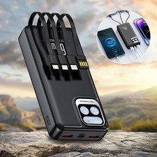 Portable Power Bank 40000mAh 66W Fast Charging Battery with 4 Built in Cables