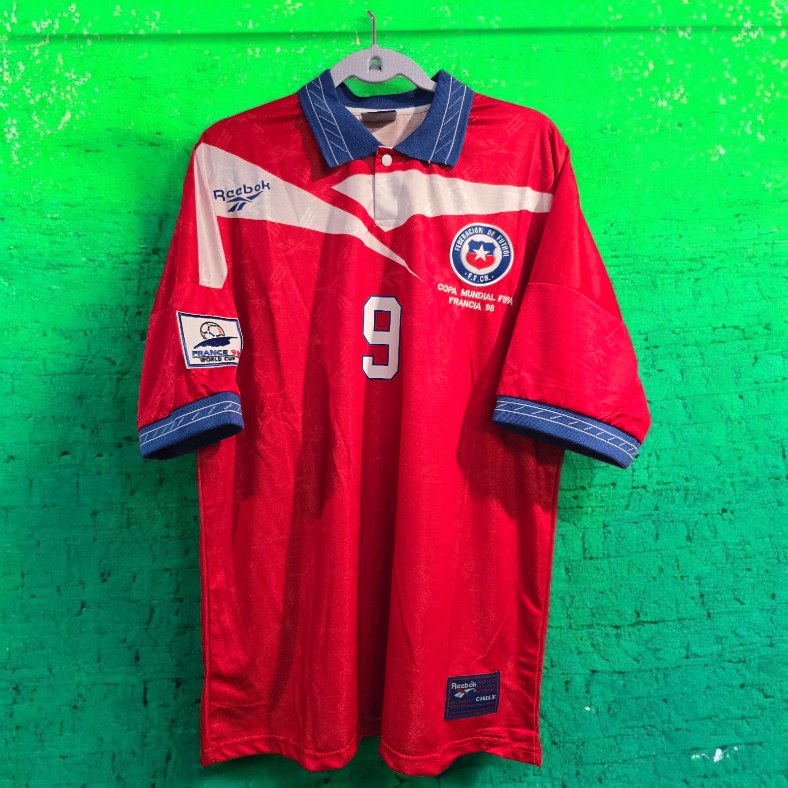 CHILE Home World Cup France 1998 - Retro - Soccer - ZAMORANO - Small (RunSmall) thumbnail 4