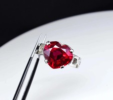 10 Ct Certified Natural Blood Red Ruby Heart Ring 925 Sterling Silver All Sizes