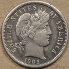 1905-S Barber Dime 10c Old Cleaned AU as Pictured L2
