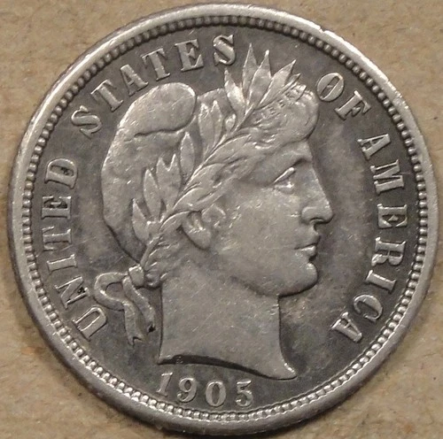 1905-S Barber Dime 10c Old Cleaned AU as Pictured L2
