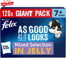FELIX As Good As it Looks Senior 7+ Mixed in Jelly Wet Cat Food (120x85g )* 3.14 per kilo