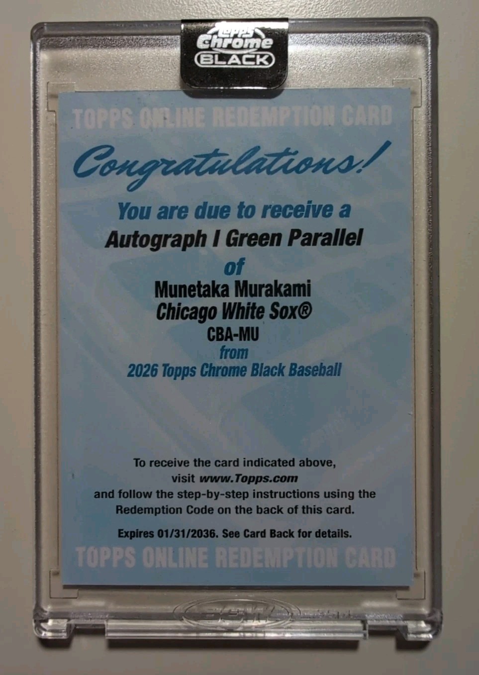 2026 Topps Chrome Black - Munetaka Murakami Green Autograph /99 RC - White Sox