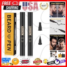 Beard Pencil Filler Kit - 4 Tip Pen and Brush for Men, Facial Hair Enhancer a...
