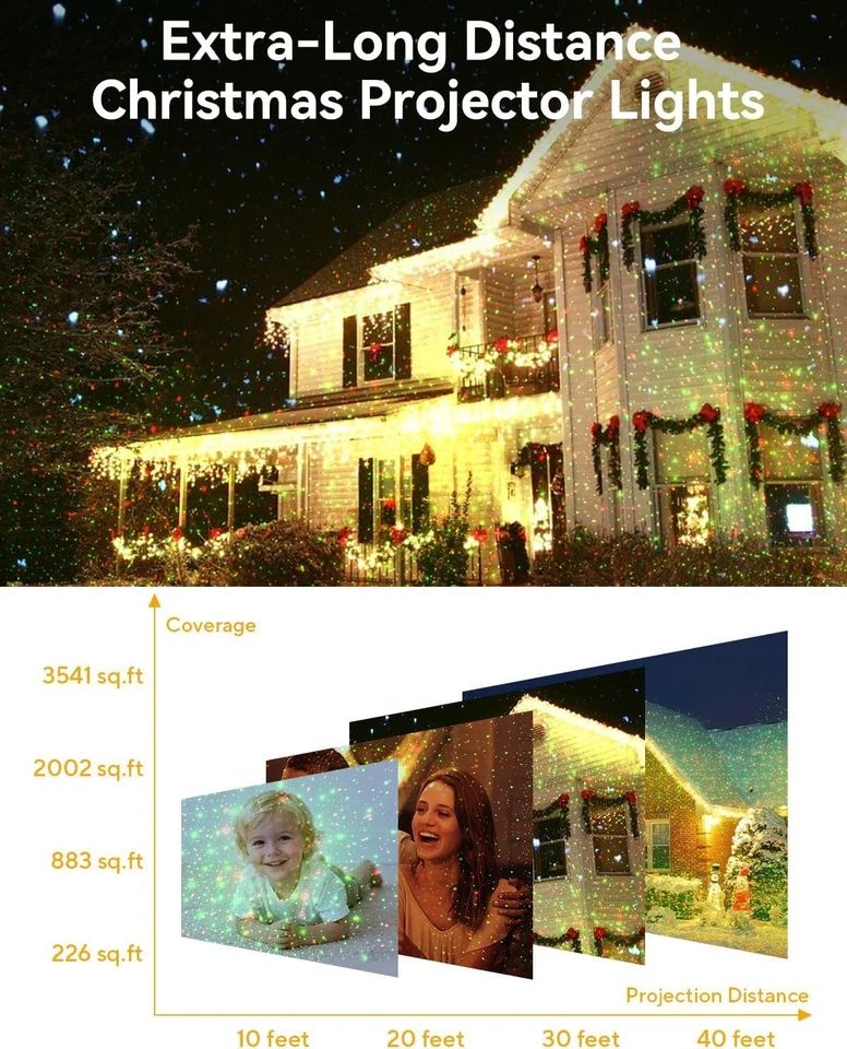 Christmas Projector Lights Outdoor Waterproof with Remote Control, Outdoor Chris - Image 4 of 4