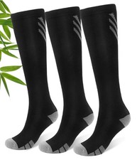Bamboo Viscose Compression Socks for Men Women 3 Pairs,15-25 mmHg Knee-High...