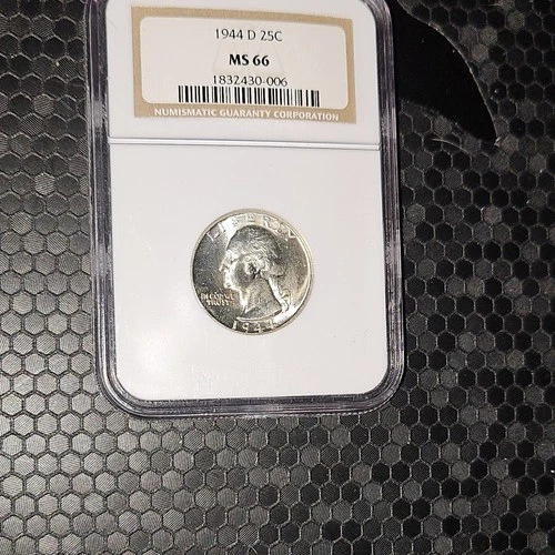 1944 Denver Washington Quarter Silver MS 66 NGC 1832430-006