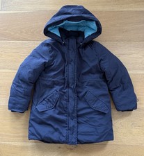 H M Blue Winter Jacket Over The Hips Removable Hood Kids Size 6-7Y Unisex