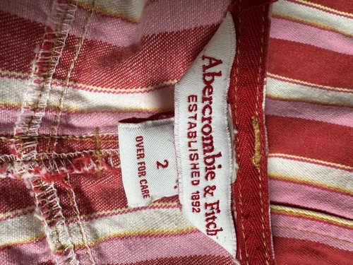 Vtg Y2K Abercrombie & Fitch Denim Mini Micro Skirt Low Rise Cargo Size 2 Stripes - Bild 3 von 3