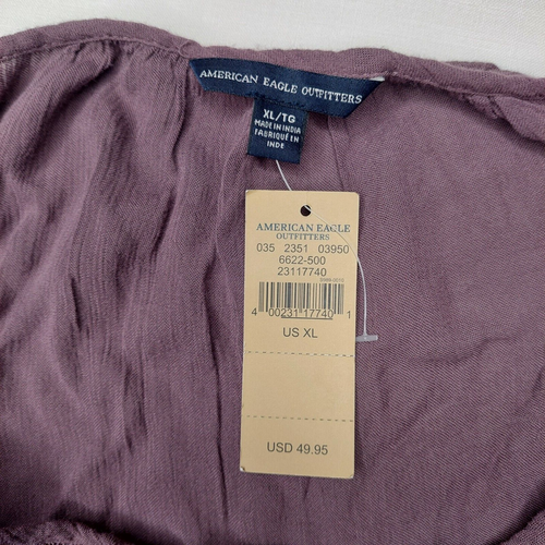 NEW American Eagle Boho Peasant Top XL Embroidered Sheer Lace Long Sleeve Purple - Picture 3 of 14