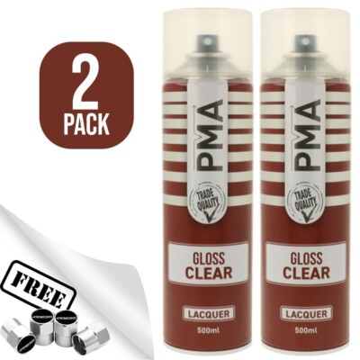 2x PMA Profi Glanz Klarlack Sprühlack 500ml Dose schnelltrocknend PA1014+CP