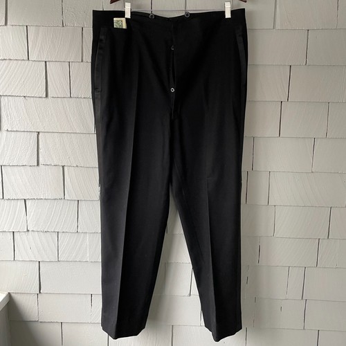 30s Vintage Black 1-Button 2-Piece Mens Wool Tuxedo with Satin Detail Size 44 - Picture 6 of 14