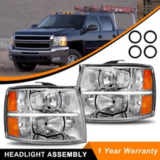 For 2007-2013 Chevy Silverado 1500 2500 3500 Headlights Assembly Headlamps Pair