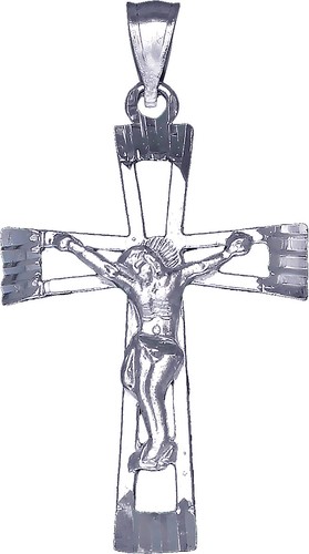 Small Sterling Silver Jesus Crucifix Pendant On 18" Rolo Chain - Handmade In USA
