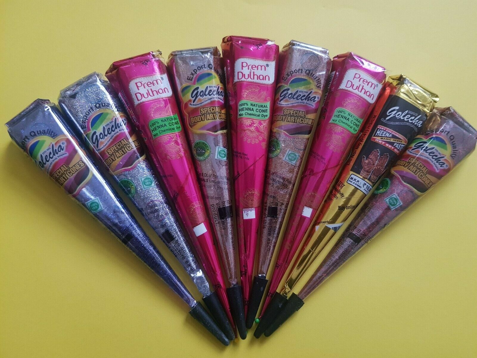 Glitter Henna Cones Gold Silver Glitter Gel (SMALL) Cone Henna Tattoo