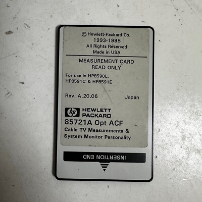Vintage Hewlett Packard 85721A White Internal Compact Measurement Card