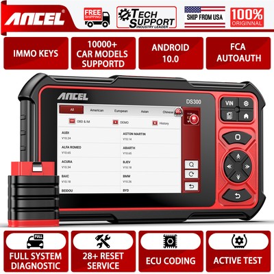 ANCEL DS300 Bi-directional Diagnostic Tool All System OBD2 Scanner ECU Coding