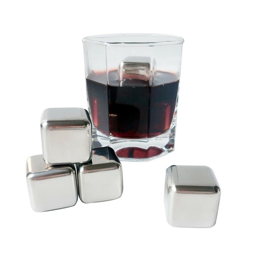 Stainless Steel Ice Cube Ice Block Set Of 4/8 Wine Spirits Whisky Beer Cold Drin - Picture 3 of 7