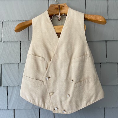 1929 Dated Gatsby-esque Cream Double-Breasted Pocket Men's