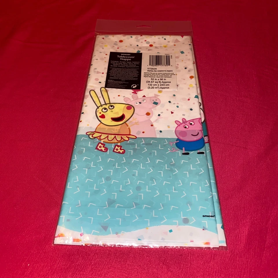 Capa de mesa de plástico para festa de confete Peppa Pig ~ Suprimentos para decoração de aniversário - Imagem 2 de 2