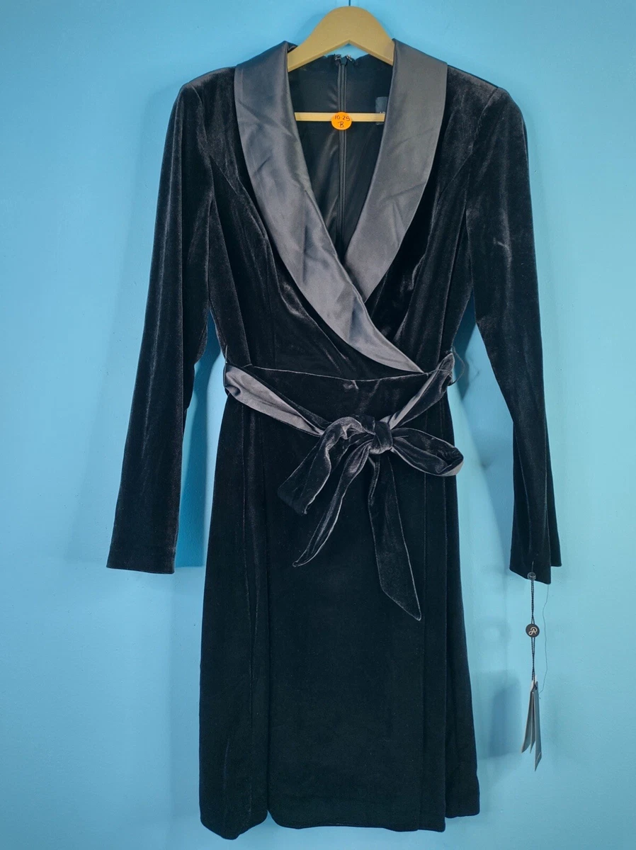 Adrianna Papell Women s Velvet Tuxedo Dress Black Size 8 NWT