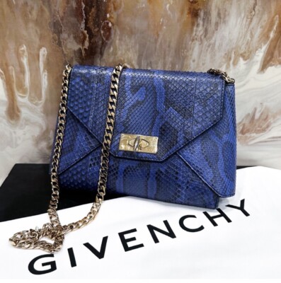 Givenchy Blue Snakeskin Shark Lock Chain Shoulder Bag | eBay