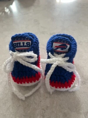 BUFFALO BILLS NFL INSPIRED SHOES/BOOTIES Handmade NFL Inspired Buffalo Bills Football Baby Shoes Booties Fan Gear NEW