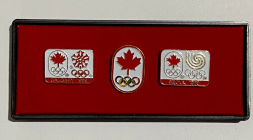 1988 Calgary & Seoul Olympics Collectible Pins set with original box Pinback - Picture 1 of 3