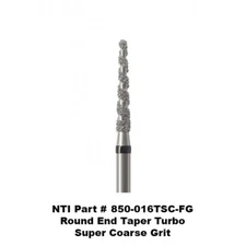 NTI Kerr 850-016TSC-FG Super Coarse Grit Round End Taper Turbo Diamond Burs 5 Pk