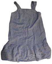 LOFT Small Women’s Loft Blue Linen Chambray Squared Neck Ruffle Hem Dress