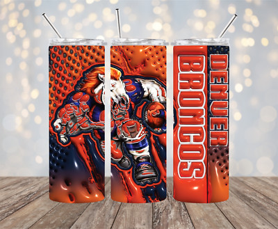 Denver Broncos Inspired 20 oz Stainless Steel Tumbler Handmade #2