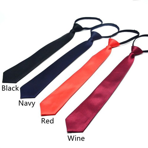 Girls/Boys 15" Fashion Skinny Slim Pre-tied Necktie With Zipper for 8-16Y Kids - Picture 11 of 65
