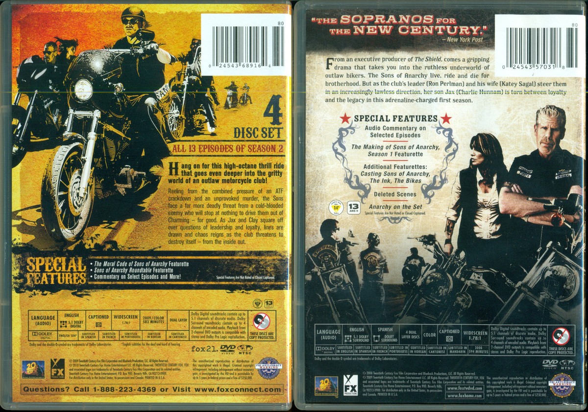 Sons of Anarchy Season 1, 2, 3 & 4 DVD TV Shows One Two Three