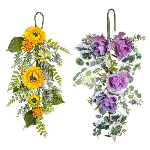 HFJKFW-Couronne de printemps pour porte d'entrée, 59,9 cm, couronne de