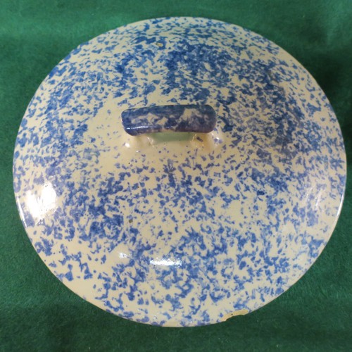 Red Wing Blue and White Spongeware Chamber Pot w Lid 5.25" Tall, 9" lid - Picture 9 of 12