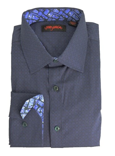 j garcia dress shirts Jerry Garcia Modern-Fit Button Front Dress Shirt - Grey - Men's Medium M