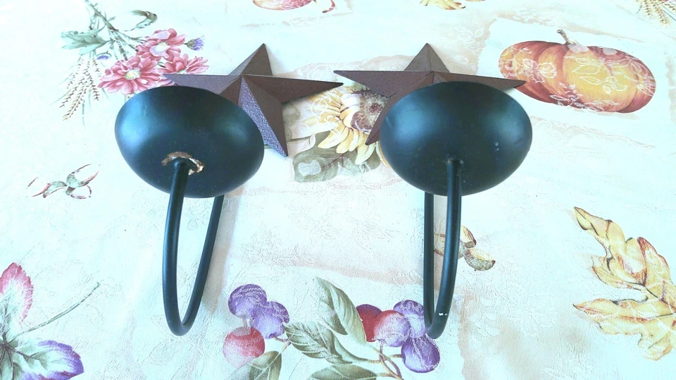 Apliques de vela estrella de metal rústico de granja - Juego de 2 - Decoración de pared Foto 4 de 4