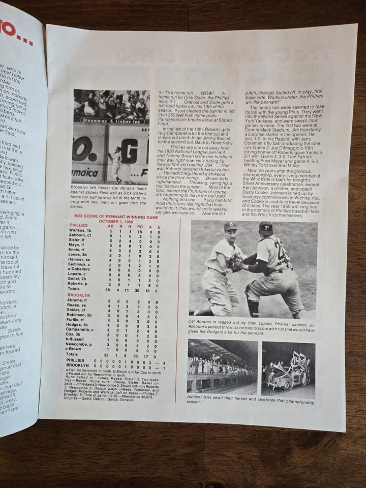 Signed Vintage MLB Philadelphia Phillies Whiz Kid Silver Anniversary Program  - Image 3 of 4
