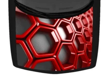 3D Hexagon Textured Red And Gray Truck Hood Wrap Vinyl Decal Car Graphic 58"x65"